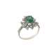 White Gold 18kt Ring with Oval Cut Emerald and Diamonds