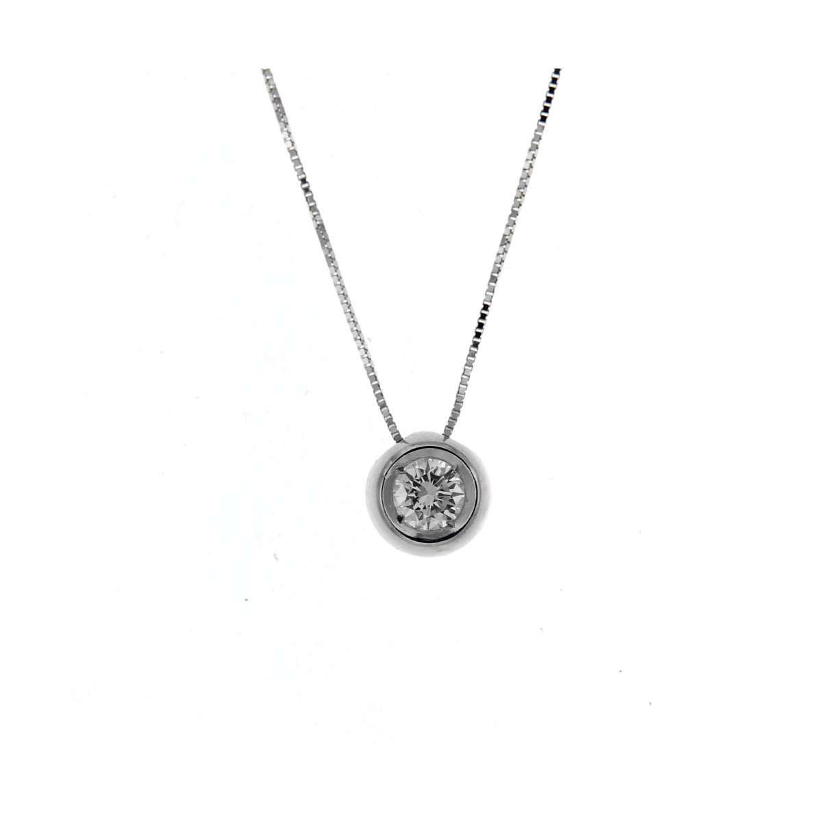 White Gold Diamond Pendant Necklace IGI 0.27ct E-VS2