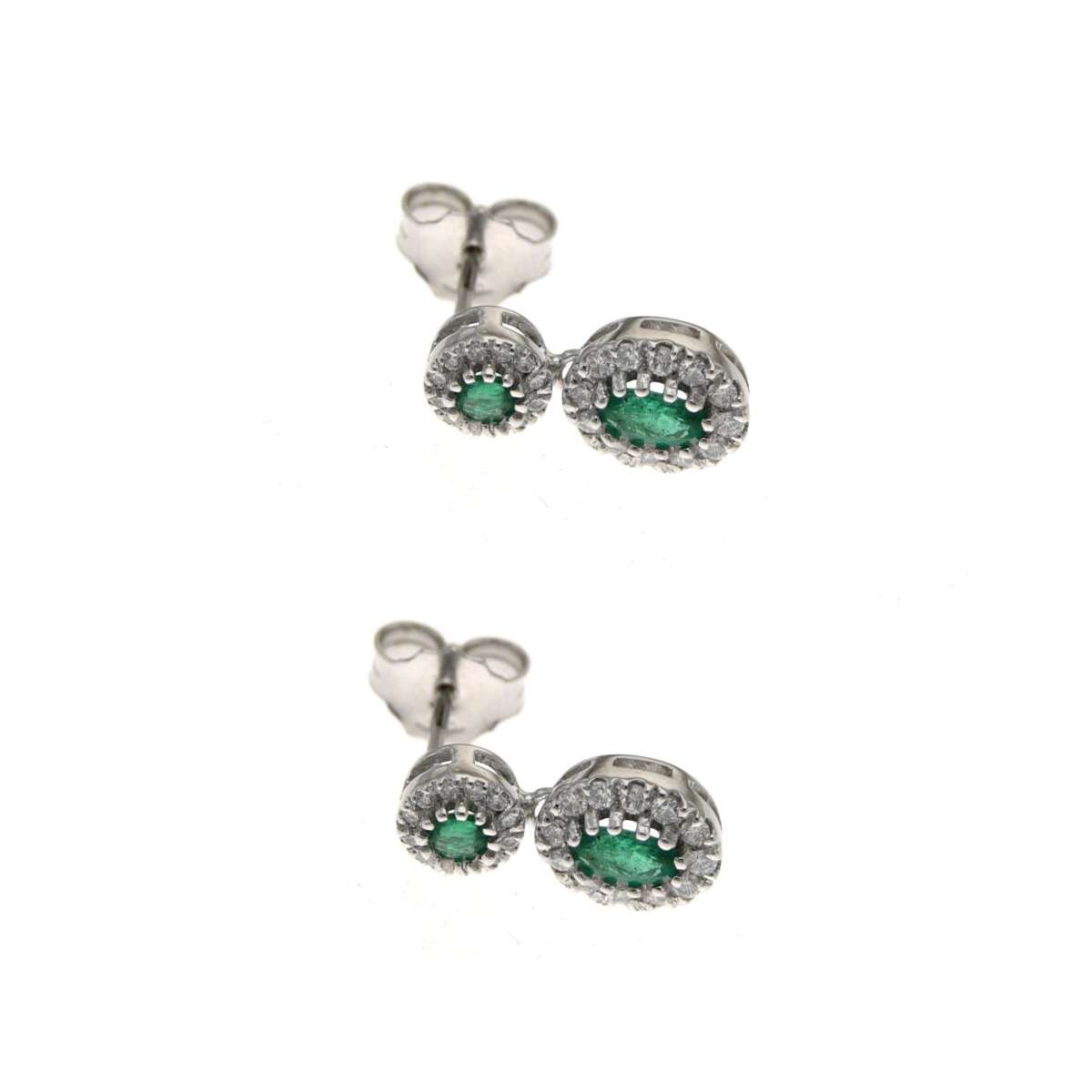 Earrings with emeralds ct 1.07 and diamond outline ct 0.50 G-VS1