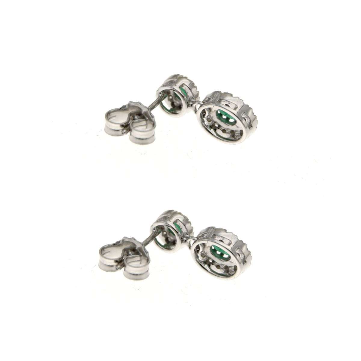 Earrings with emeralds ct 1.07 and diamond outline ct 0.50 G-VS1