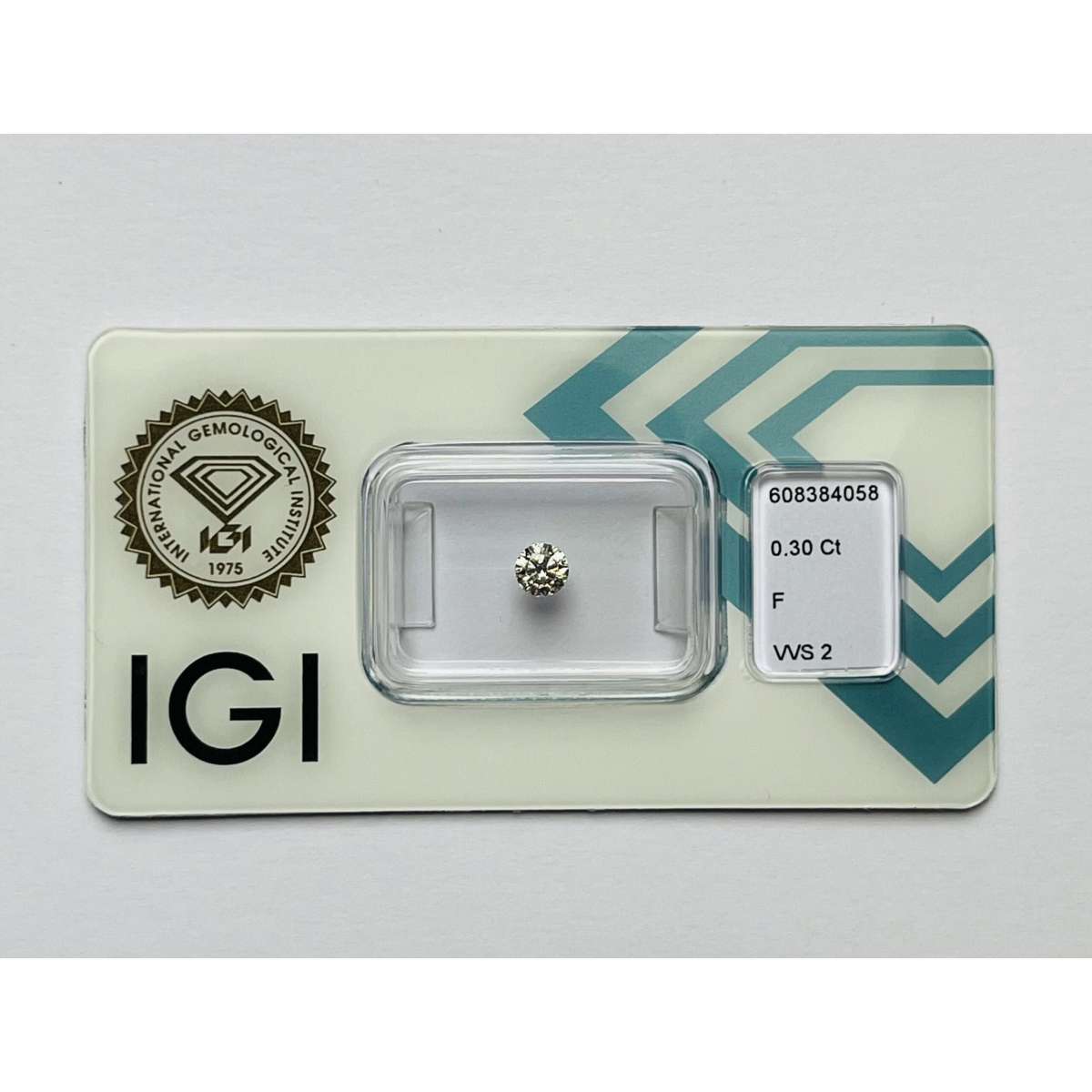 Certified Diamond IGI Carats 0.3 Color F Clarity VVS2  EX  EX  EX Fluorescence NON Brown No Green No Milky No EyeClean 100%