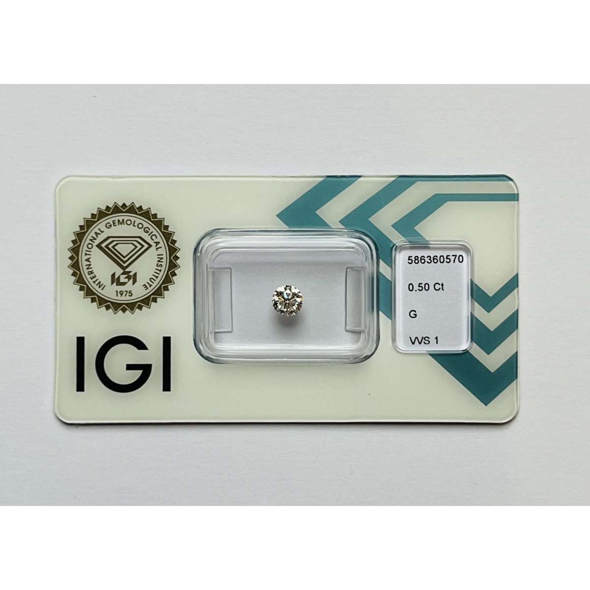 Certified Diamond IGI Carats 0.5 Color G Clarity VVS1  VG  EX  VG Fluorescence NON Brown No Green No Milky No EyeClean 100%