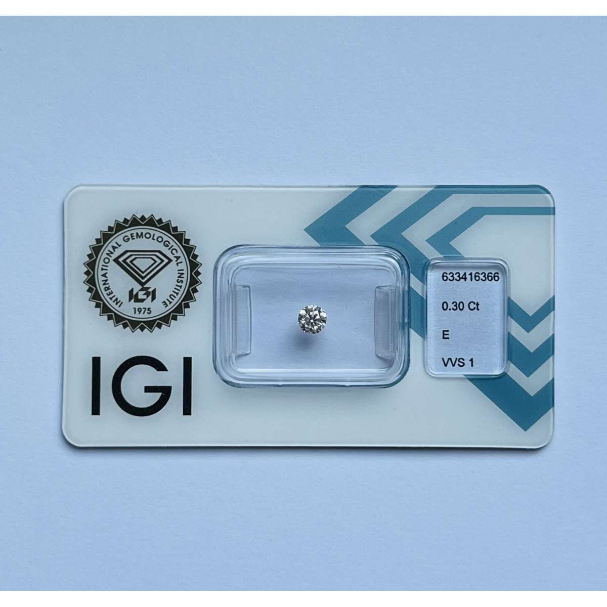 Certified Diamond IGI Carats 0.3 Color E Clarity VVS1  EX  EX  EX Fluorescence NON Brown No Green No Milky No EyeClean 100%